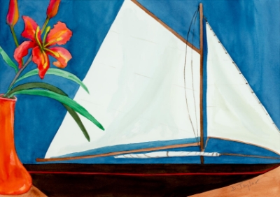 Model of J Class Racer by Donna Taylor