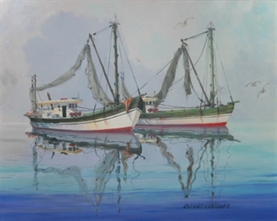 Seascape with Two Boats by Richard E. Williams