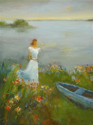 White Dress/Blue Vessel by Holland Berkley