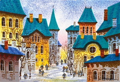 A Yellow Sunrise in Prague by Anatole Krasnyansky