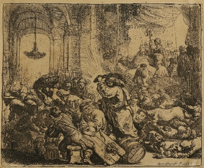 Christ Driving the Money Changers from the Temple by Rembrandt Van Rijn