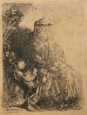 Abraham Caressing Isaac by Rembrandt Van Rijn