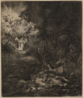 Angel Appearing to the Shepherds by Rembrandt Van Rijn