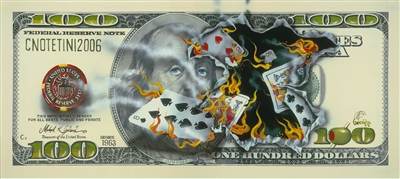 $100 Bill Full - House Player on Fire by Michael Godard