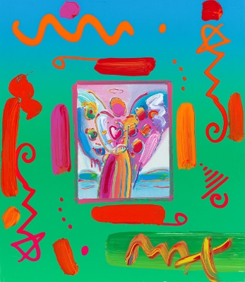 Angel w/ Heart Collage Ver II by Peter Max