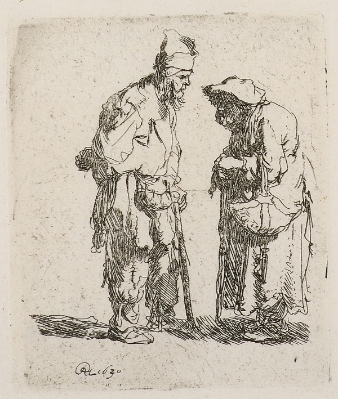 Beggar Man & Woman Conversing by Rembrandt Van Rijn