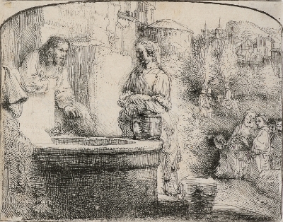 Christ & Woman of Samaria by Rembrandt Van Rijn