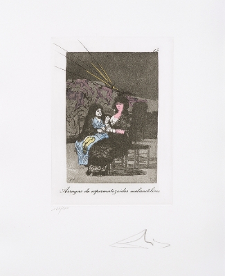 Arrugas de espermatozoides melancólicosfrom "Les Caprices de Goya de Dali" by Salvador Dali
