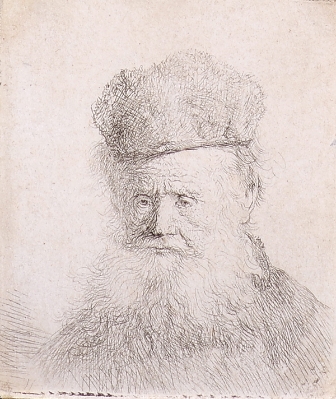Bust of an Old Man with a Fur Cap and Flowing Beard, Nearly Full Face by Rembrandt Van Rijn