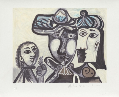 Couple et Enfant au Rameau d’Olivier (Couple and Child with Olive Branch) by Marina Picasso