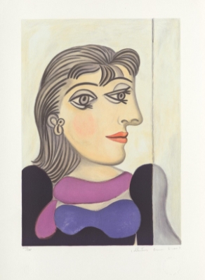 Buste de Femme au Foulard Mauve(Bust of a Woman with a Purple Scarf) by Marina Picasso