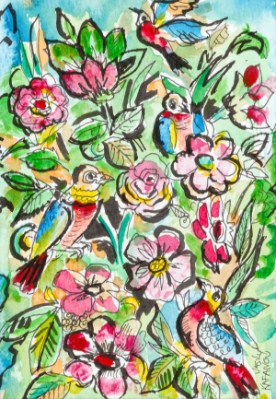 Birds and Flowers by Vasily Kafanov
