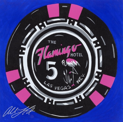 Flamingo Poker Chip III by Allison Lefcort