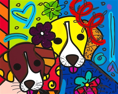 Best Friends Magenta Magenta VII by Romero Britto