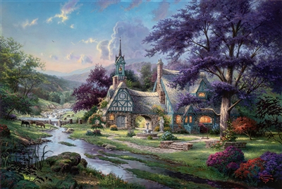 Clocktower Cottage  (Medium) by Thomas Kinkade