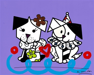 Best Friends Purple V by Romero Britto