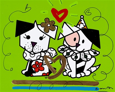 Best Friends Green XIV by Romero Britto