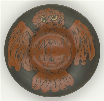 Hibou Rouge sur Fond Noir (399 by Pablo Picasso