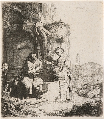 Christ and the Woman of Samaria Among Ruins by Rembrandt Van Rijn