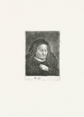 Artist's Mother with her Hand on her Chest: Small Plate by Rembrandt Van Rijn