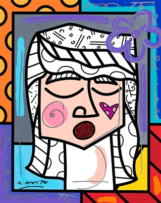 American Girl Orange IX by Romero Britto
