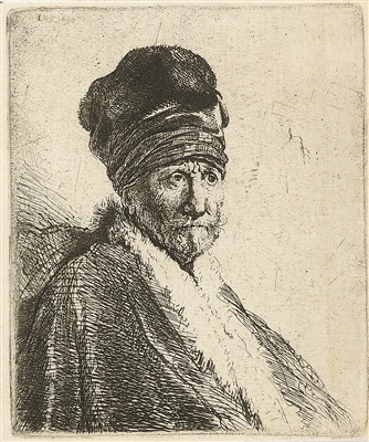 Bust of a Man Wearing a High Cap; Three-Quarters Right by Rembrandt Van Rijn