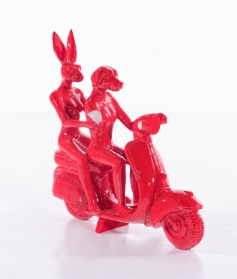 Red - Happy Mini Vespa Riders( by Gillie and Marc Schattner