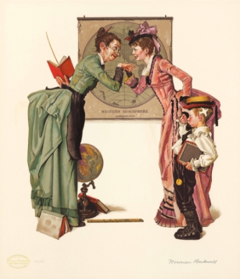 Schoolteacher, Mother and Boy(Trade Unavailable) by Norman Rockwell