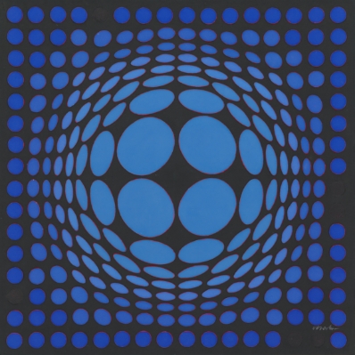 Sinlag Blue & Red on Blk (Trade Unavailable) by Victor Vasarely