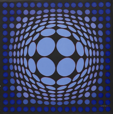 Sinlag Blue & Red on Blk by Victor Vasarely
