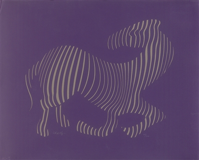 Zebra (Dark Purple with Beige) by Victor Vasarely