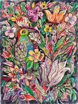 Bird in the Flowers by Vasily Kafanov