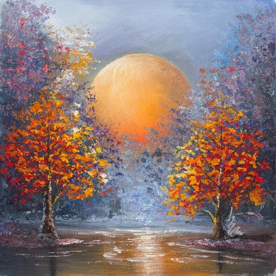 Autumn Moonrise by Inam Inamullah