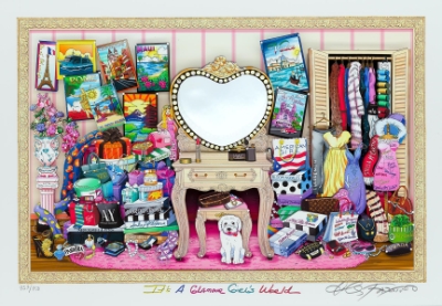 It's a Glamour Girl's World by Charles Fazzino